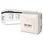 DIGITUS CAT 5e wall outlet, shielded 2x RJ45, 8P8C, LSA, color pure white, surface mount, set 5 pcs.