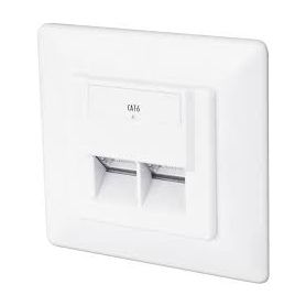 DIGITUS CAT 6 wall outlet, shielded 2x RJ45, 8P8C, LSA, color pure white, flush mount, set 5 pcs.