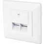 DIGITUS CAT 6 wall outlet, shielded 2x RJ45, 8P8C, LSA, color pure white, flush mount, set 5 pcs.