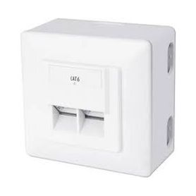 DIGITUS CAT 6 wall outlet, shielded 2x RJ45, 8P8C, LSA, color pure white, surface mount, set 5 pcs.