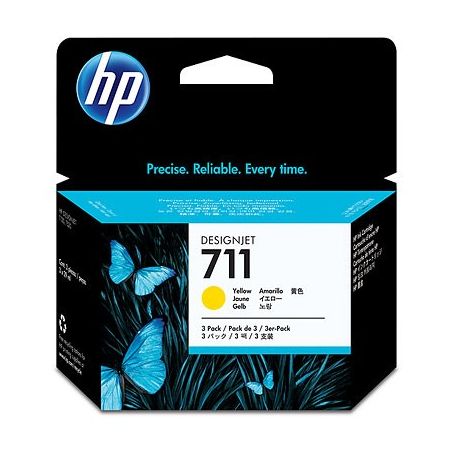 HP 711 3-pack 29-ml Yellow Ink Cartridges - CZ136A
