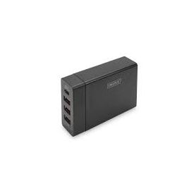 4-Port USB Charger, 72W, 1xUSB-C (Power Delivery), 5,9,15,20V/3A, 3x USB-A 5V/2.4A, black 3x USB-A 5V/2.4A, black