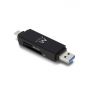 EWENT Leitor de cartões compacto USB 3.1 de 1ª geração (USB 3.0) com conector USB C e USB A - EW1075