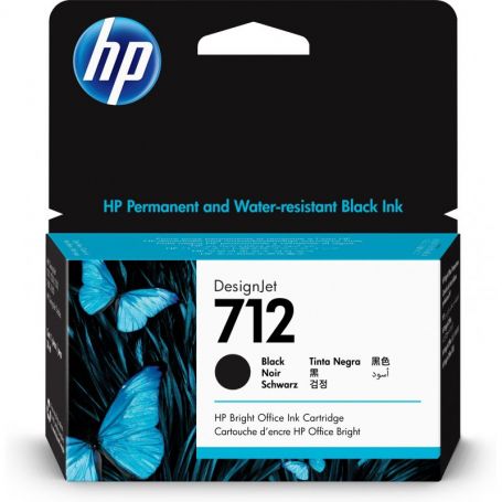 HP 712 38-ml Black DesignJet Ink Cartridge - 3ED70A