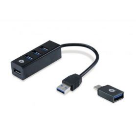 Conceptronic HUBBIES TAIL 4-Port USB 3.0 Hub with USB-C to USB-A Adapter - HUBBIES04B