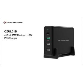 Conceptronic OZUL 4-Port 65W USB PD Desktop Charger - OZUL01B