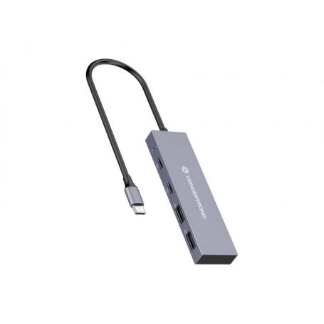 Conceptronic 4-Port USB 3.2 Gen 2 Hub, 10Gbps, USB-C x 2, USB-A x 2, Aluminum Case - HUBBIES13G