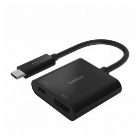 Belkin USB-C to HDMI + Charge Adapter - Adaptador de vídeo - 24 pin USB-C macho para HDMI, USB-C - suporte 4K, USB Power (60W)