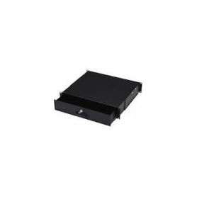 2U lockable drawer with handle 88x481x400 mm, color black (RAL 9005) color black (RAL 9005)