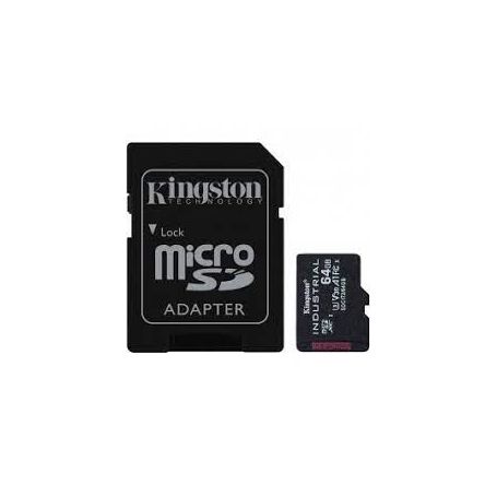 Kingston Micro SDHC 64GB Industrial C10 A1 pSLC Card + SD Adapter  - SDCIT2/64GB
