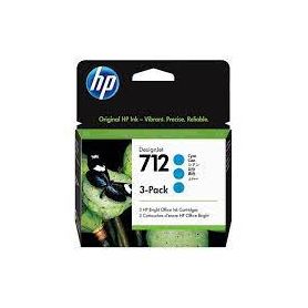 HP 712 3-Pack 29-ml Cyan DesignJet Ink Cartridge - 3ED77A