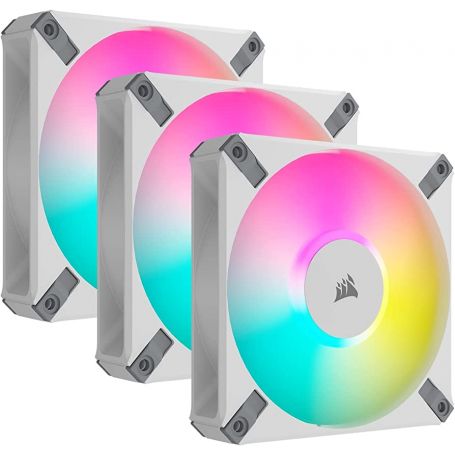 Corsair AF ELITE Series, AF120 RGB ELITE, 120mm Fluid Dynamic RGB Fan with AirGuide, Triple Pack with Lighting Node CORE